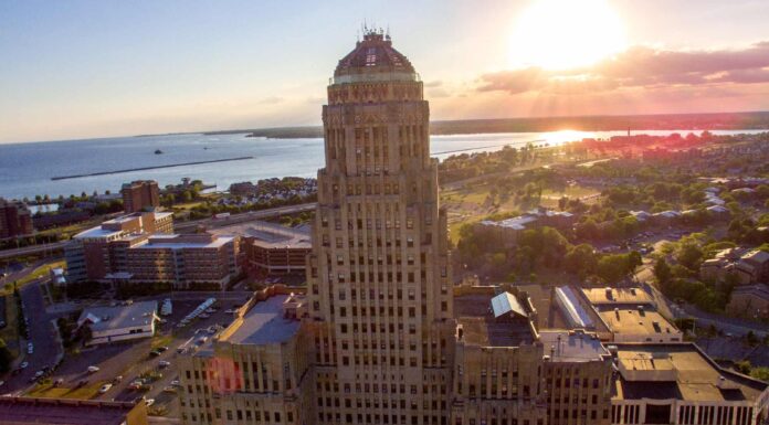 Aerial View of Fargo Skyline at Dusk