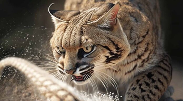 Guarda questo Bobcat Flex Riflessi folli e domina un fastidioso serpente a sonagli
