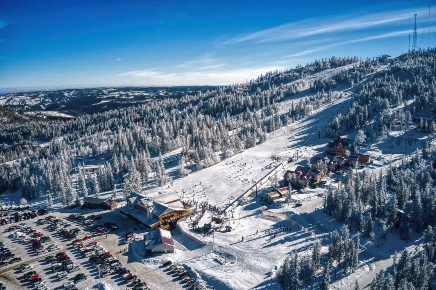 Aerial View of popular Ski Slope in South Dakota Black Hills