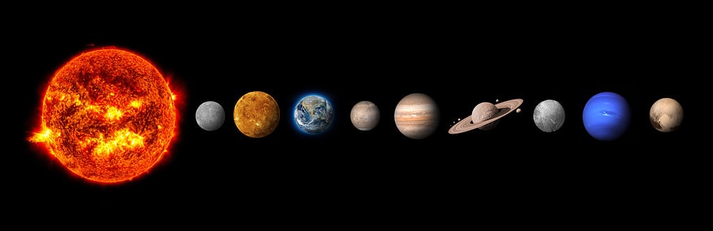 Pianeti del sistema solare con il sole