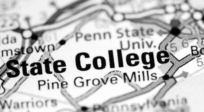 Collegio di Stato.  Pennsylvania.  Stati Uniti su una mappa