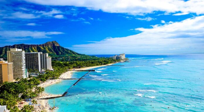 Waikiki Beach e Diamond Head, Honolulu, Oahu Island, Hawaii