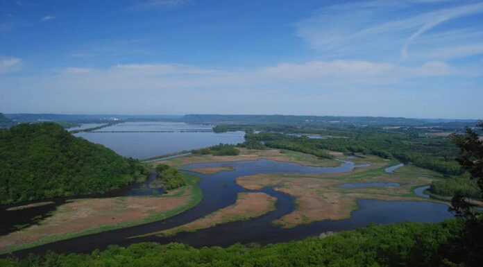 Affacciato sul fiume Mississippi da Brady's Bluff Prairie, Wisconsin State Natural Area #9.