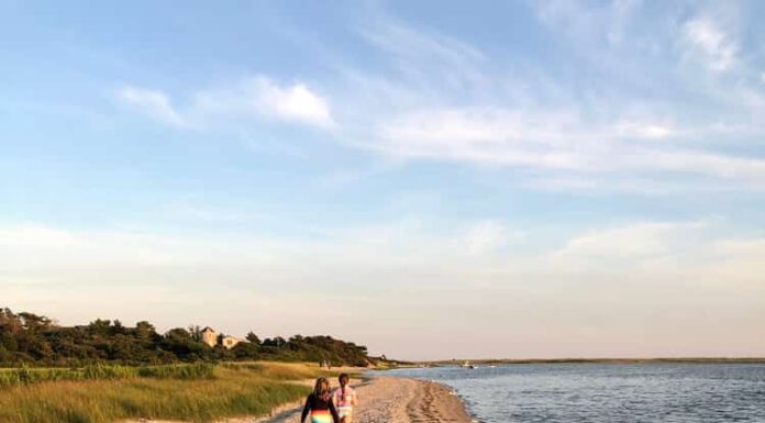 Spiagge e paludi in terre protette a Wasque, Chappaquiddick Island, Martha's Vineyard