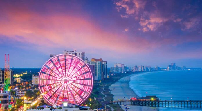 Orizzonte della città di Myrtle Beach, Carolina del Sud, Stati Uniti d'America.