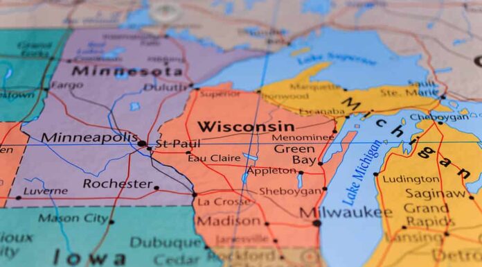Wisconsin Michigan sulla mappa
