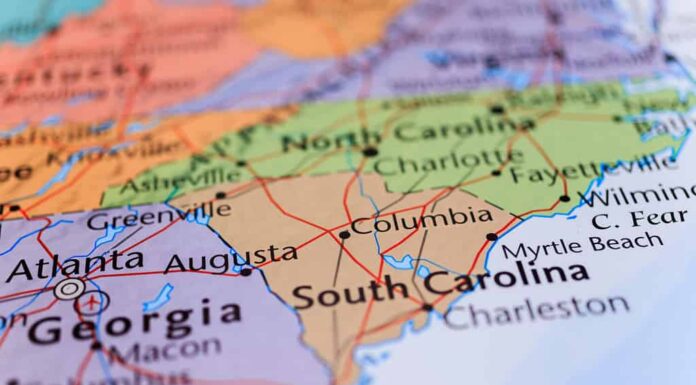 carolina del sud sulla mappa