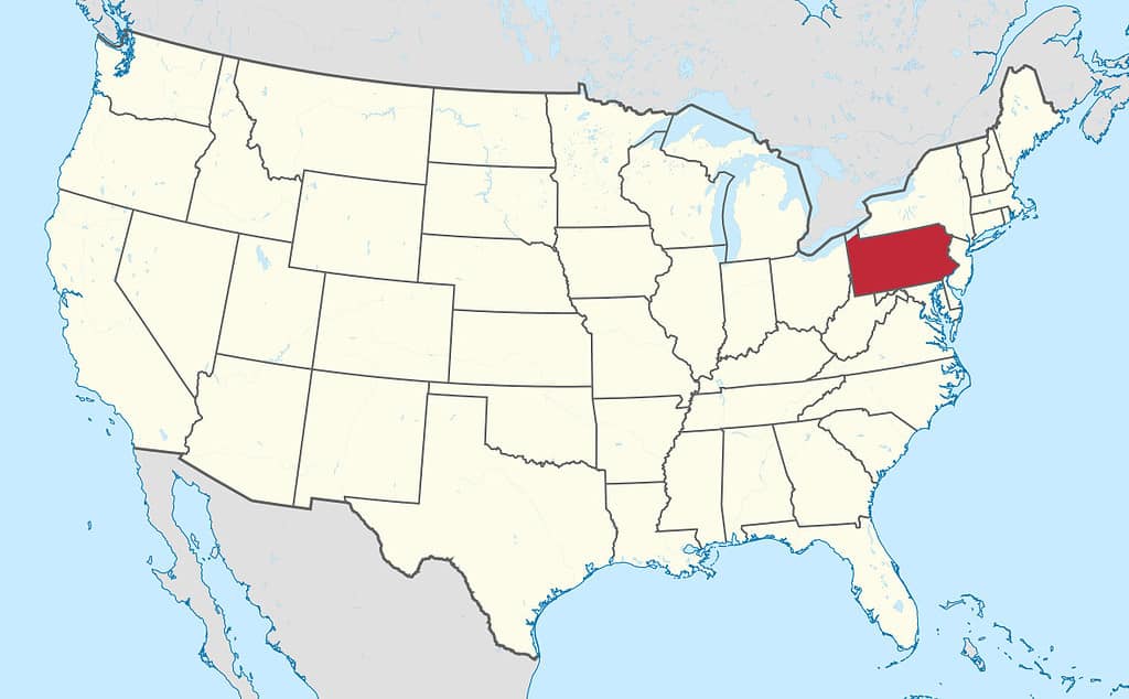 Mappa della Pennsylvania, Stati Uniti