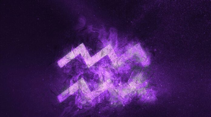 Segno zodiacale Acquario.  Cielo notturno Sfondo astratto