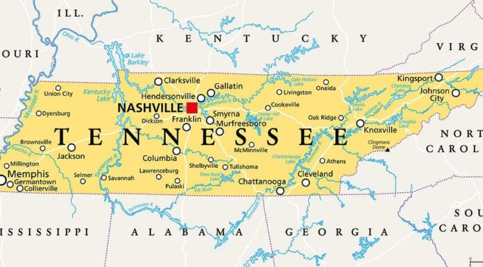 Mappa del Tennessee