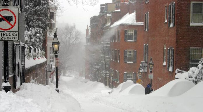 Boston, Massachusetts, coperta di neve