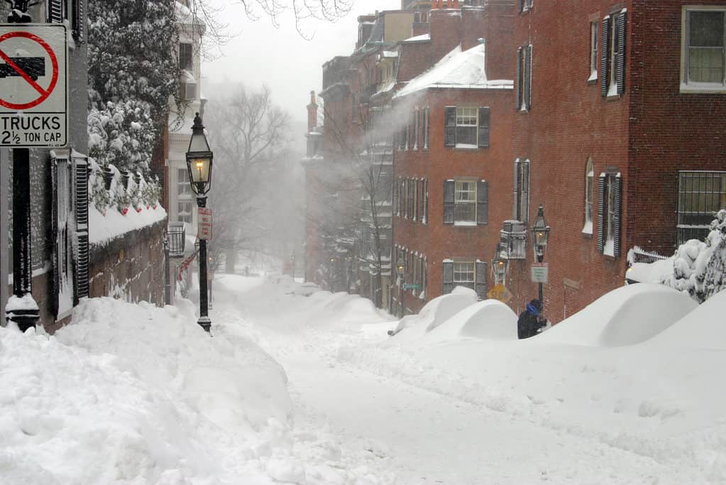 Boston, Massachusetts, coperta di neve