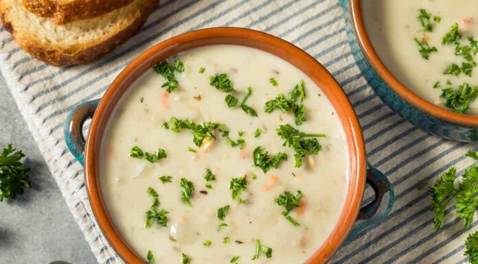 Zuppa cremosa di zuppa di vongole fatta in casa