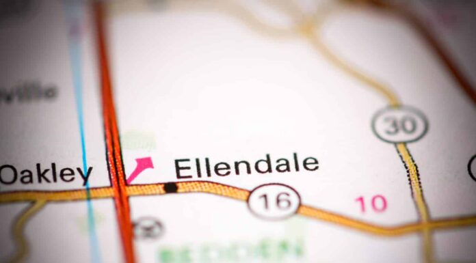 Ellendale.  Delaware.  Gli Stati Uniti su una mappa geografica