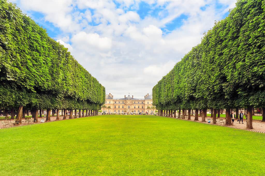 Palazzo e parco del Lussemburgo a Parigi, il Jardin du Luxembourg, uno dei giardini più belli di Parigi.  Francia.