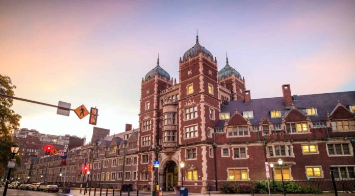 Edificio molto antico dell'Università della Pennsylvania a Filadelfia, Pennsylvania 