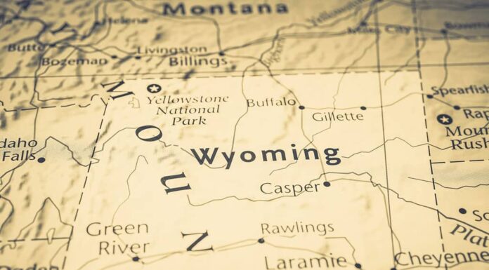 Wyoming sulla mappa degli Stati Uniti