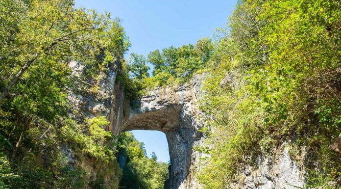 Formazione geologica del Natural Bridge nella contea di Rockbridge, Virginia