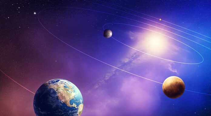 I quattro pianeti interni del sistema solare e il sole