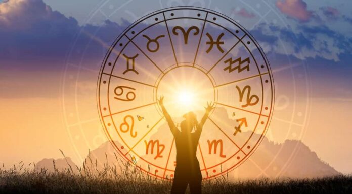 Segni zodiacali all'interno del concetto di astrologia e oroscopo del cerchio dell'oroscopo