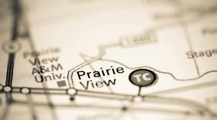 Vista della prateria.  Texas.  Gli Stati Uniti su una mappa geografica