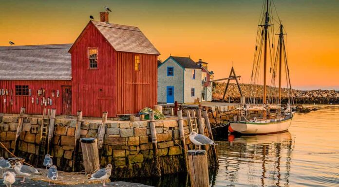 Porto del peschereccio a Rockport, MA.  Rockport è una città nella contea di Essex, Massachusetts, Stati Uniti