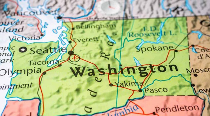 Washington sulla mappa degli Stati Uniti