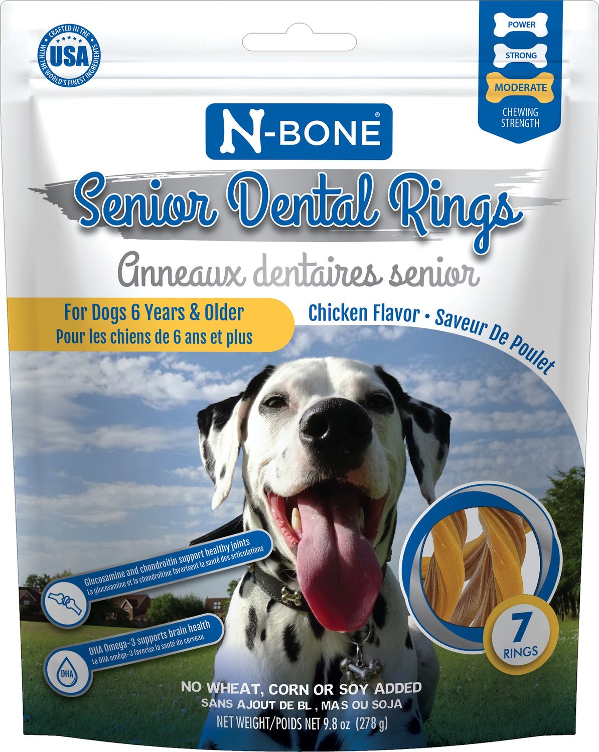Anelli dentali al gusto di pollo N-Bone Dolcetti per cani anziani