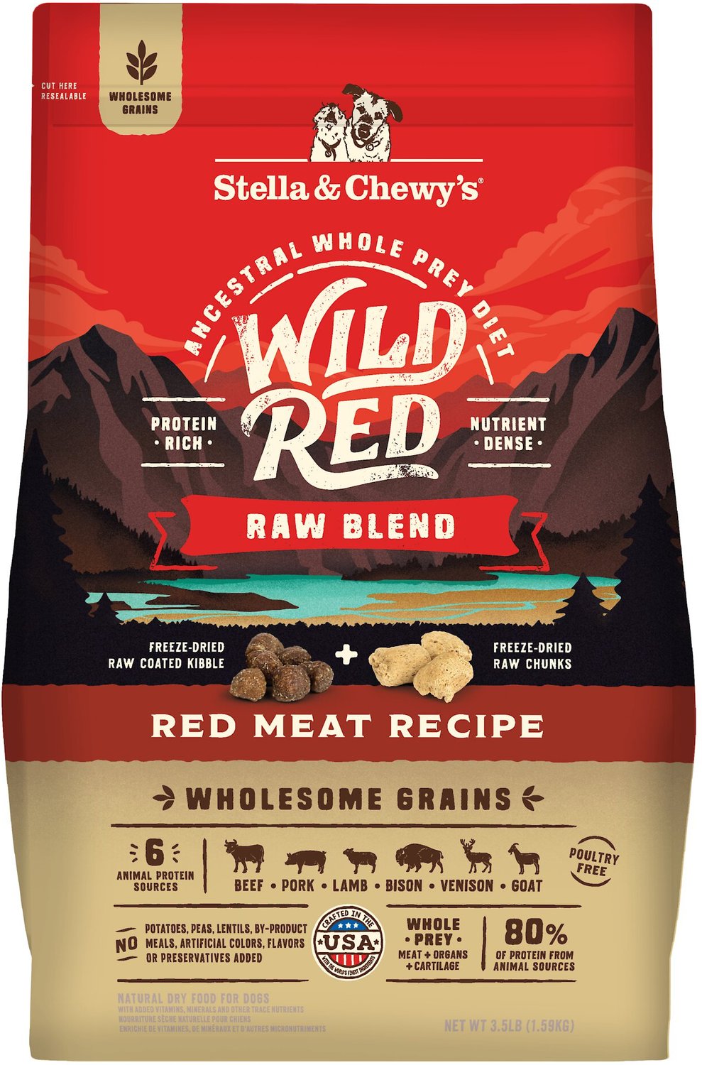 Stella & Chewy's Wild Red Crudo Misto Crocchette Cereali Sani Ricetta Carne Rossa Cibo secco per cani