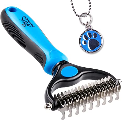 Pat Your Pet Deshedding Brush - Double-Sided Undercoat Rake for Dogs & Cats