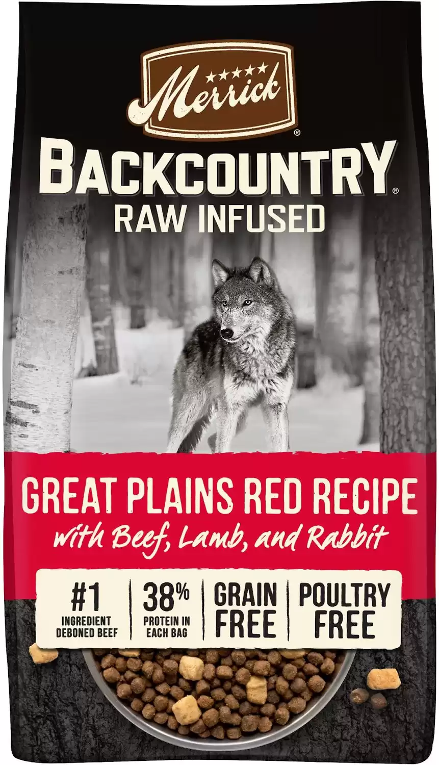 Cibo per cani con cereali sani e infuso Merrick Backcountry