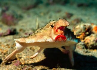 Pesce pipistrello dalle labbra rosse
