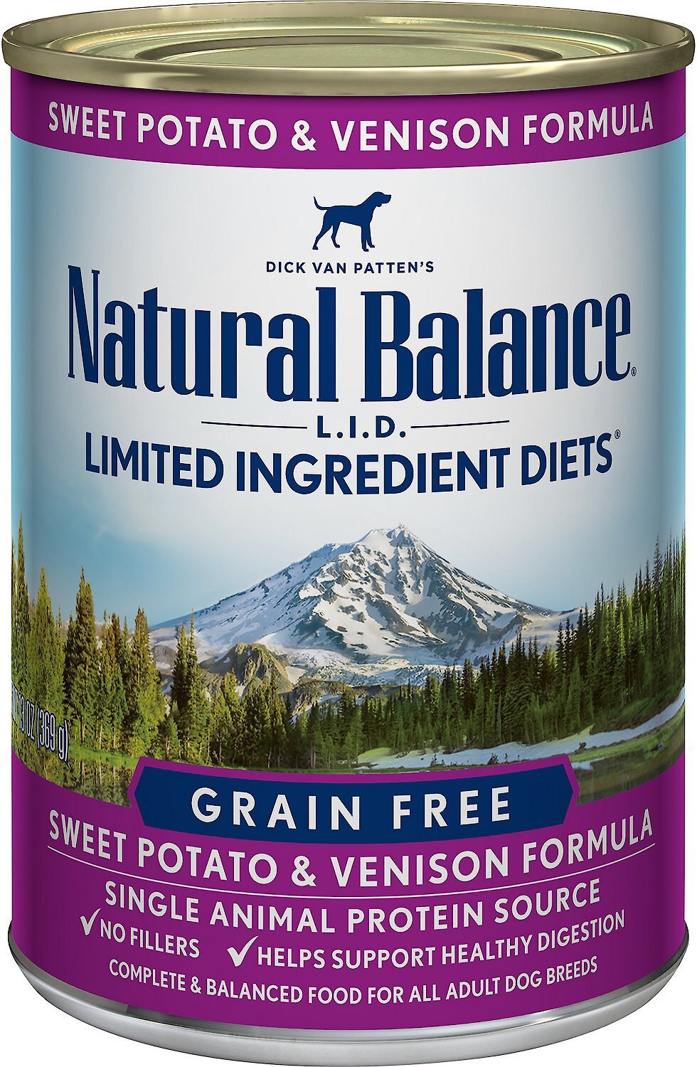Natural Balance LID Diete con ingredienti limitati Formula a base di patate dolci e cervo Cibo per cani in scatola senza cereali