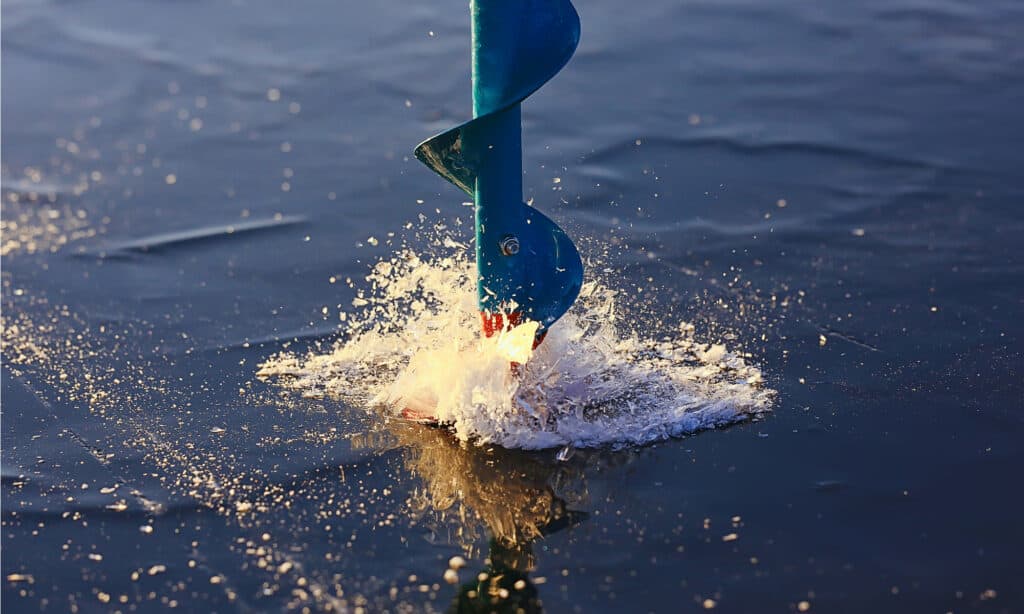 ghiaccio coclea trapano sfondo ghiaccio, sport invernali strumento hobby pesca