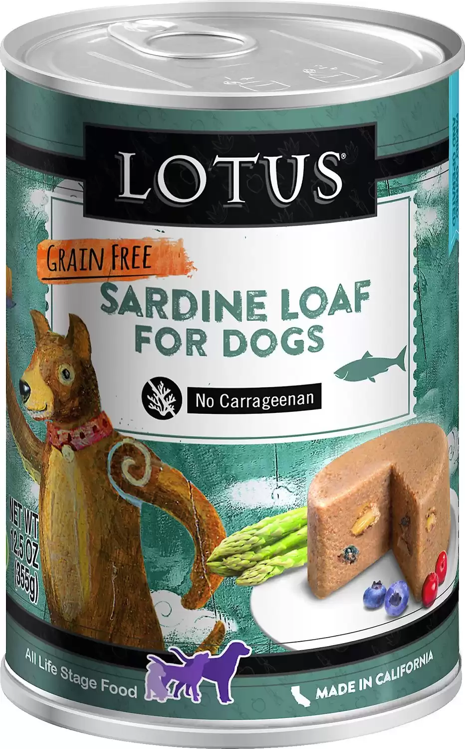 Cibo per cani in scatola senza cereali Lotus Sardine Loaf