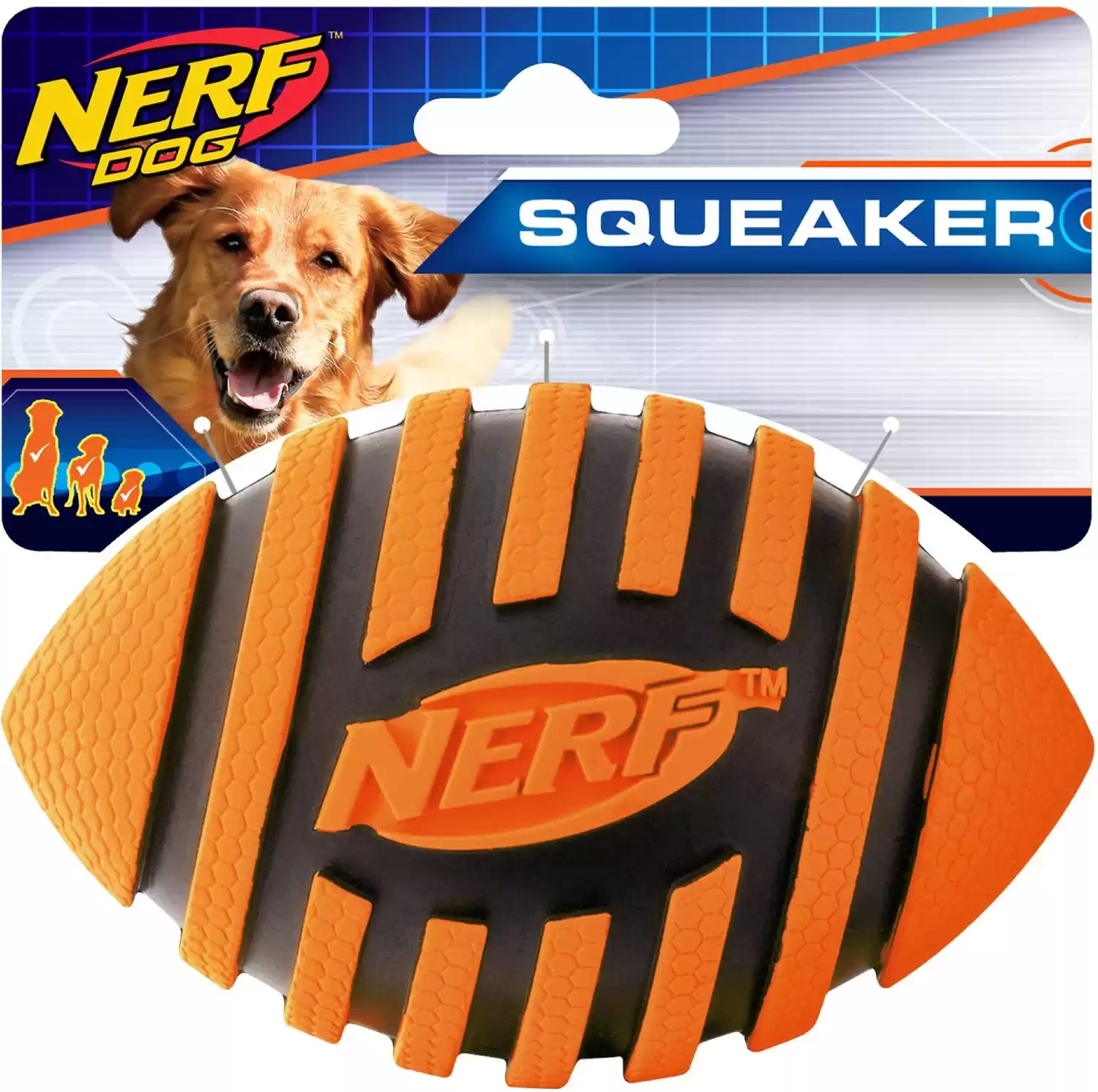 Giocattolo per cani da calcio a spirale Nerf Dog Squeaker