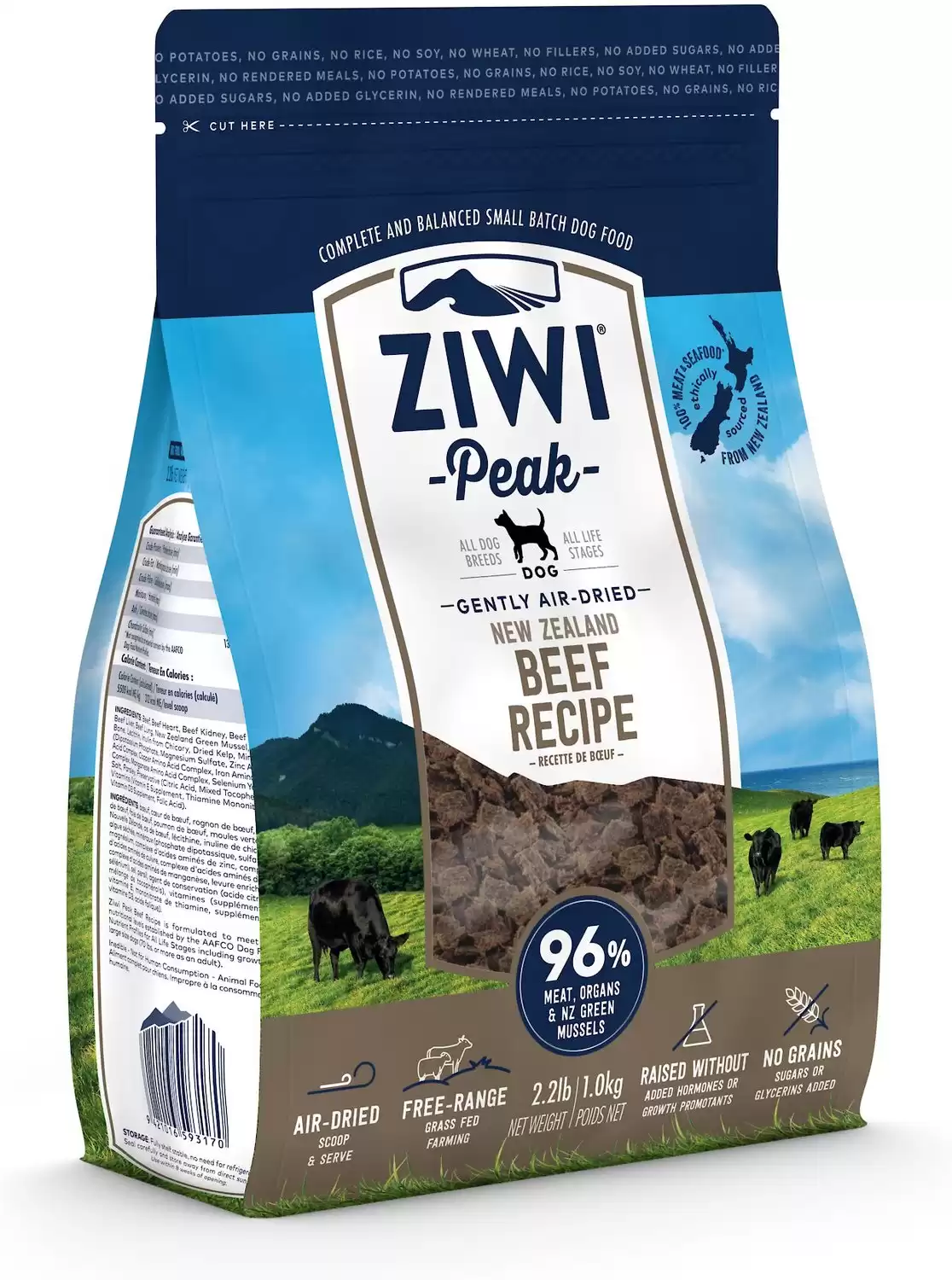 Cibo per cani essiccato all'aria Ziwi Peak Beef Grain-Free