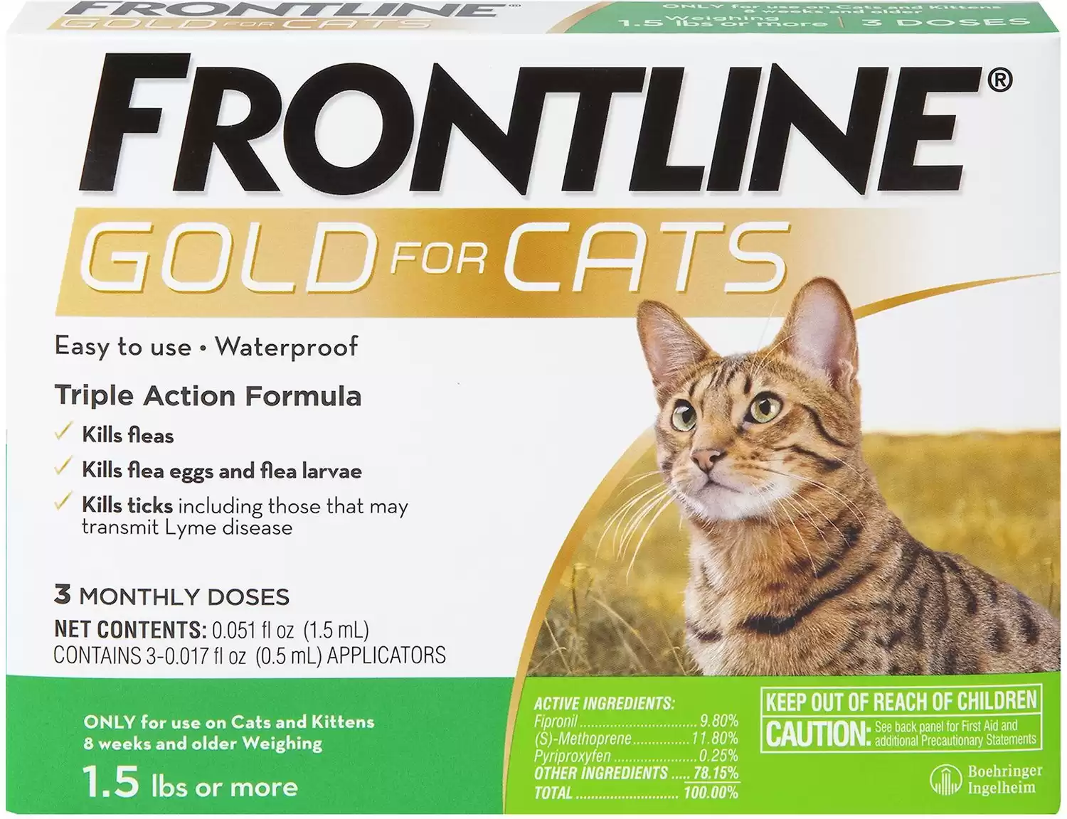 Trattamento antipulci e zecche d'oro in prima linea per gatti
