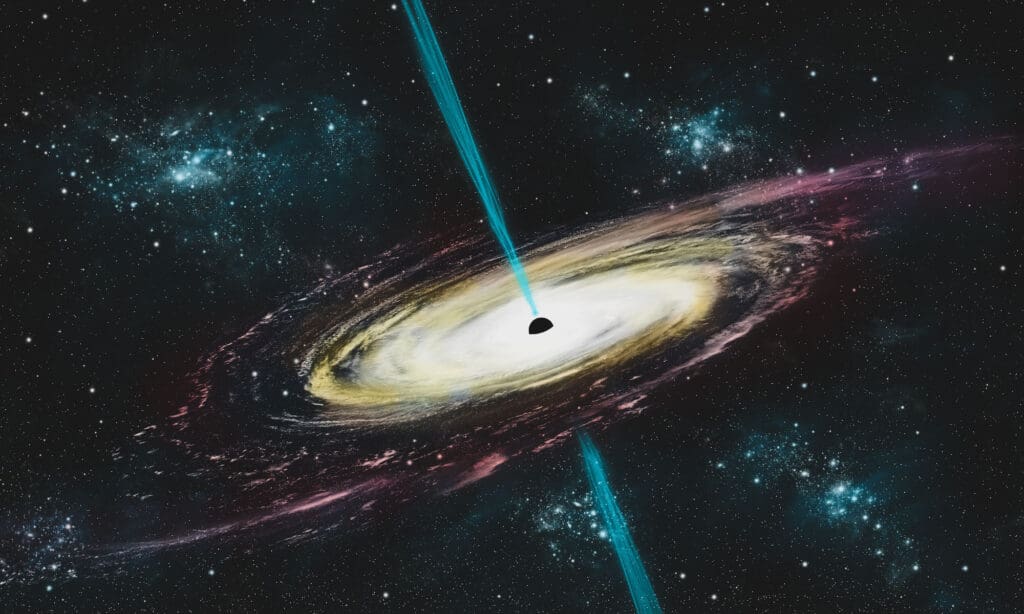 I lampi di raggi gamma escono dai poli del buco nero e sparano nello spazio