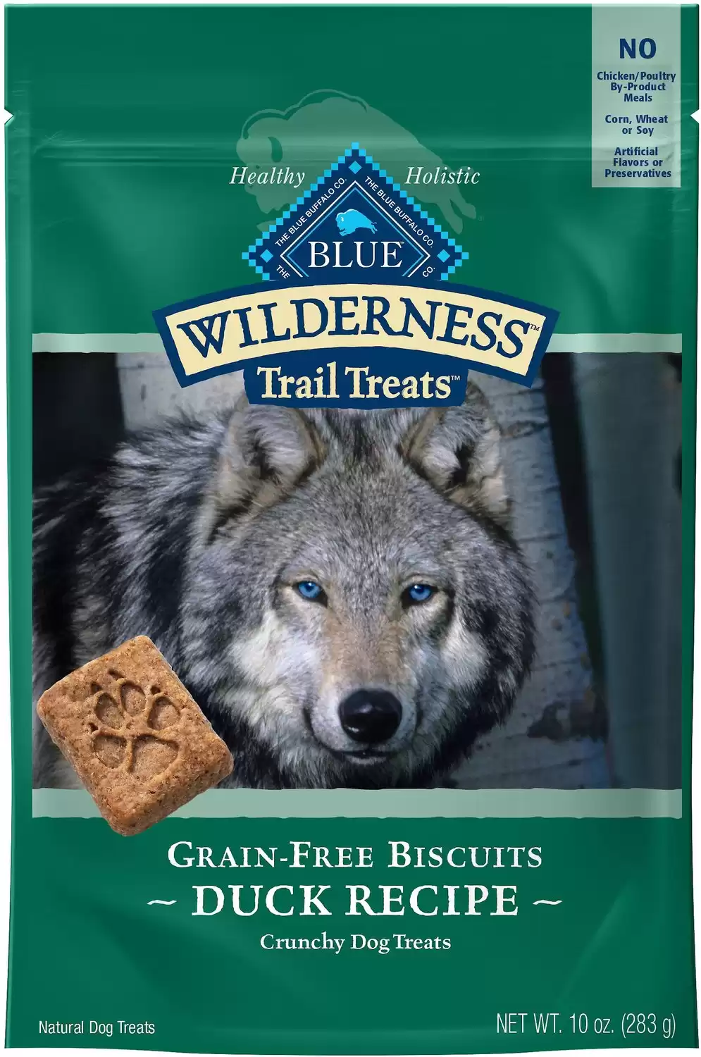 Blue Buffalo Wilderness Trail tratta biscotti all'anatra senza cereali