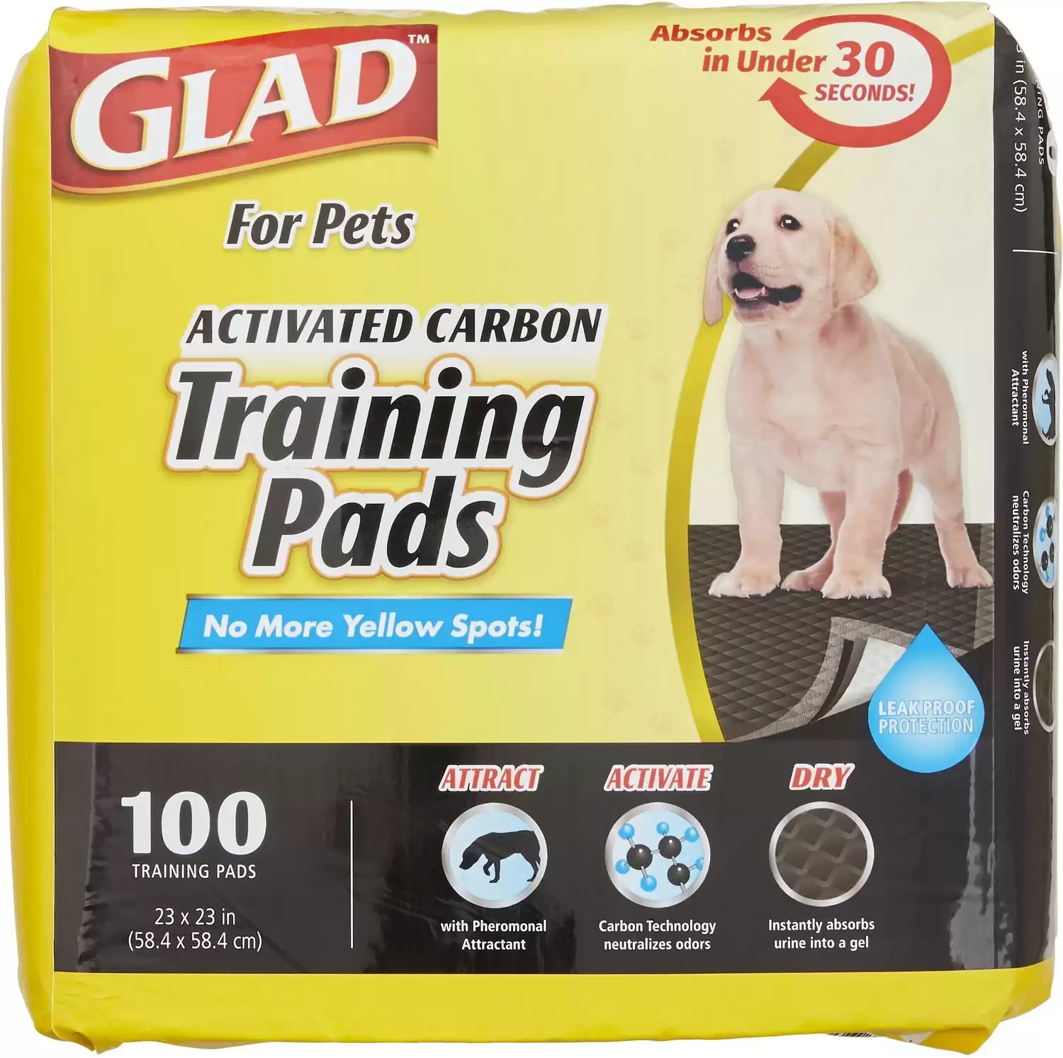 Glad For Pets Cuscinetti da addestramento per cani al carbone attivo, 23" x 23"