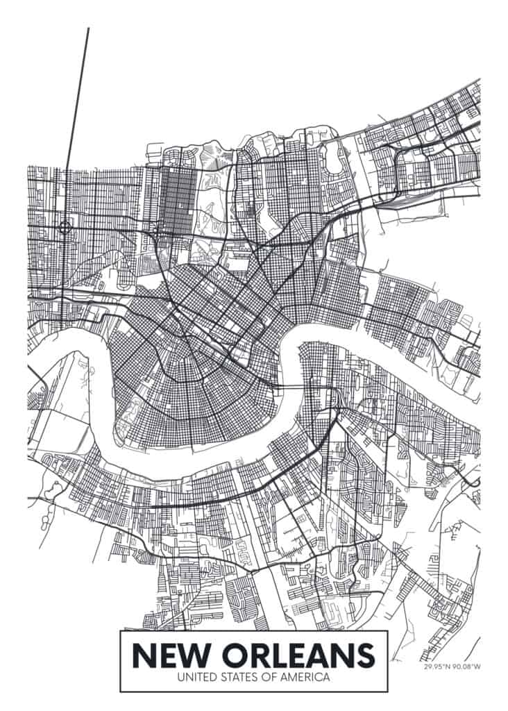 Mappa della città di New Orleans