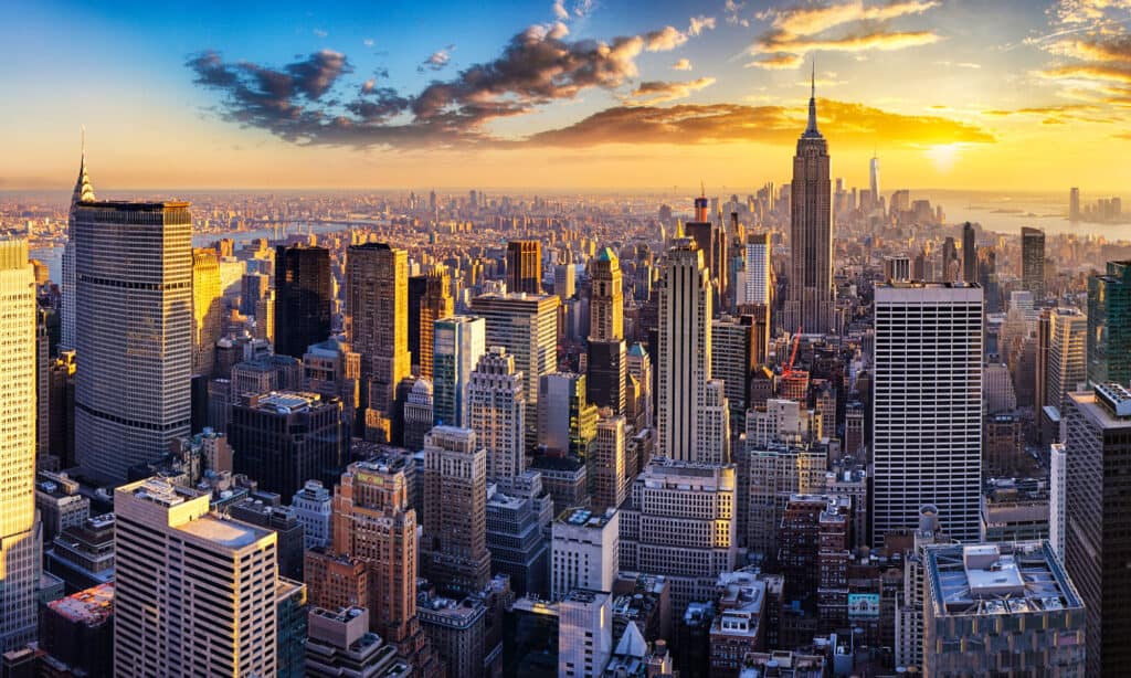 New York City, skyline urbano, città, Stati Uniti d'America, paesaggio urbano