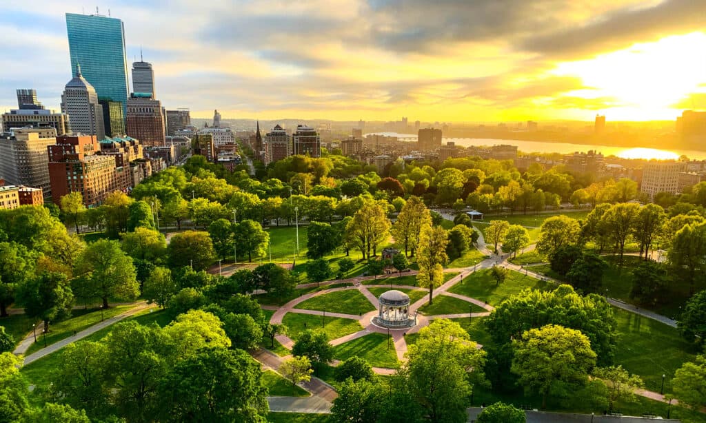 Boston Common, Boston - Massachusetts, Parco pubblico, Giardino pubblico di Boston, Primavera