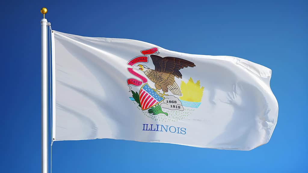 Bandiera dell'Illinois che ondeggia nel vento