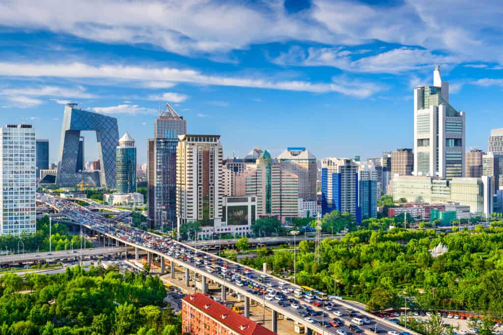 Paesaggio urbano di Pechino, Cina al CBD.