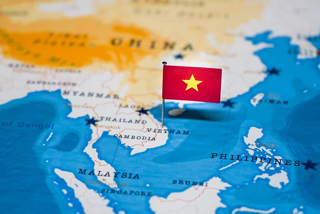 Il Vietnam su una mappa