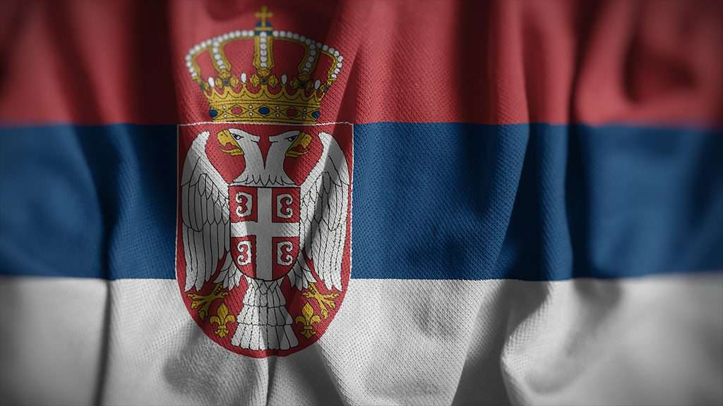 Bandiera della Serbia da vicino