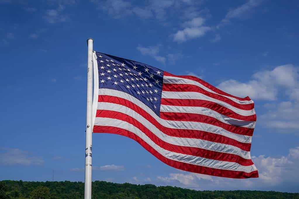 Bandiera degli Stati Uniti d'America (bandiera americana) al vento