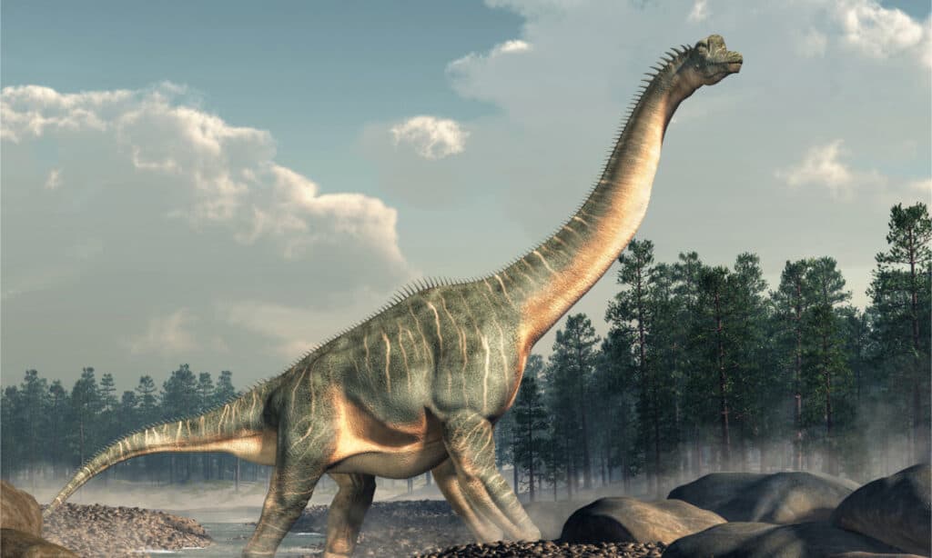 Rendering 3D di un Brachiosauro